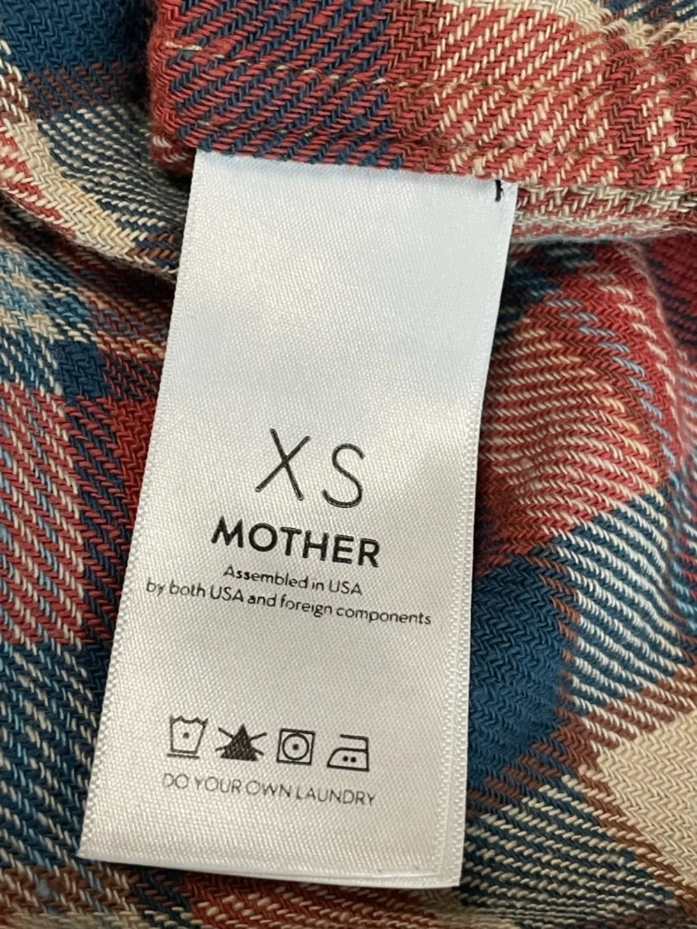 MOTHER Denim Blue & Orange Plaid Button Down Blouse Shirt Women’s XS - Picture 10 of 13